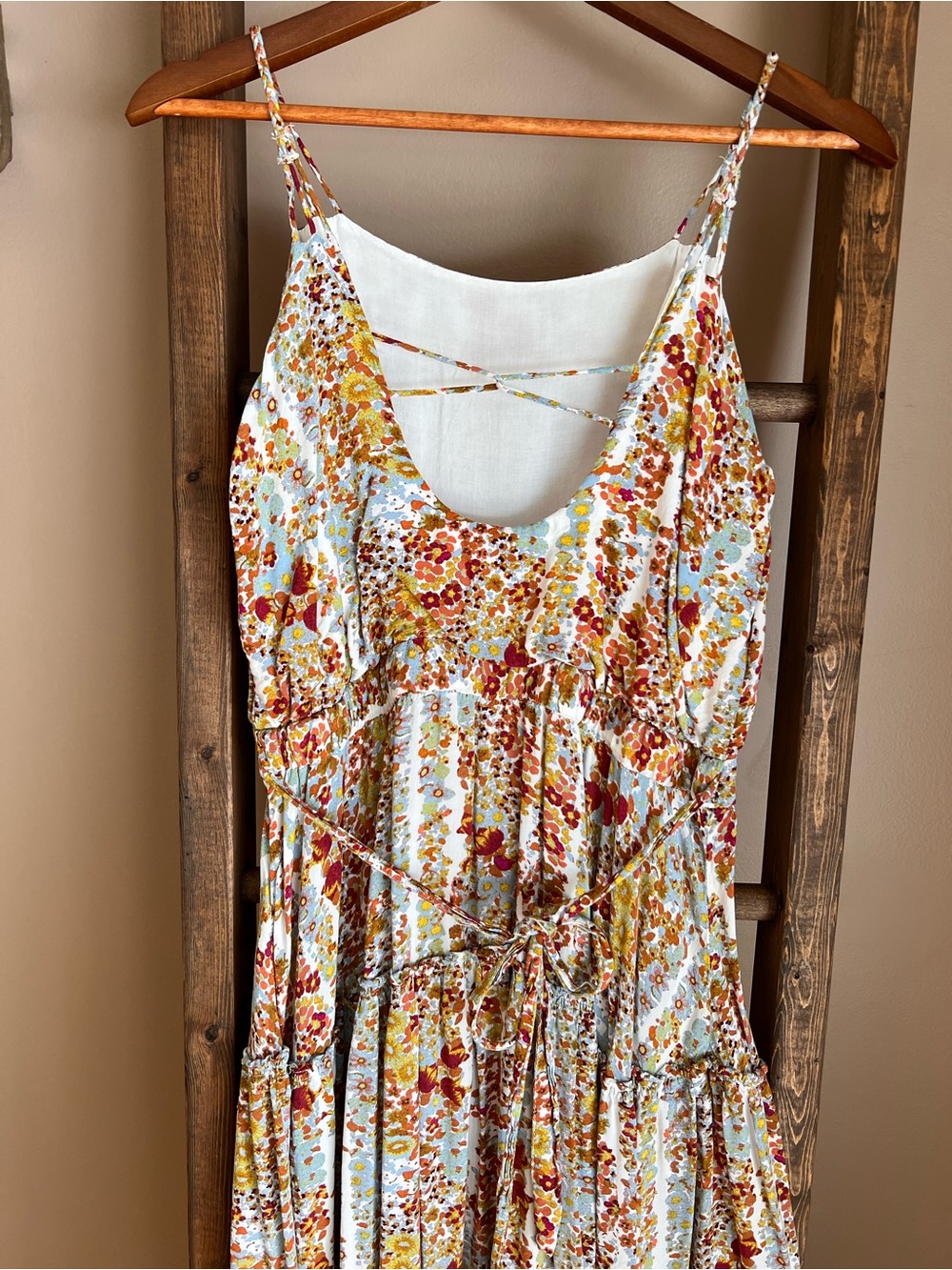 Free People Floral Tiered Spaghetti Strap Maxi Dress in Multicolor - Picture 4 of 6
